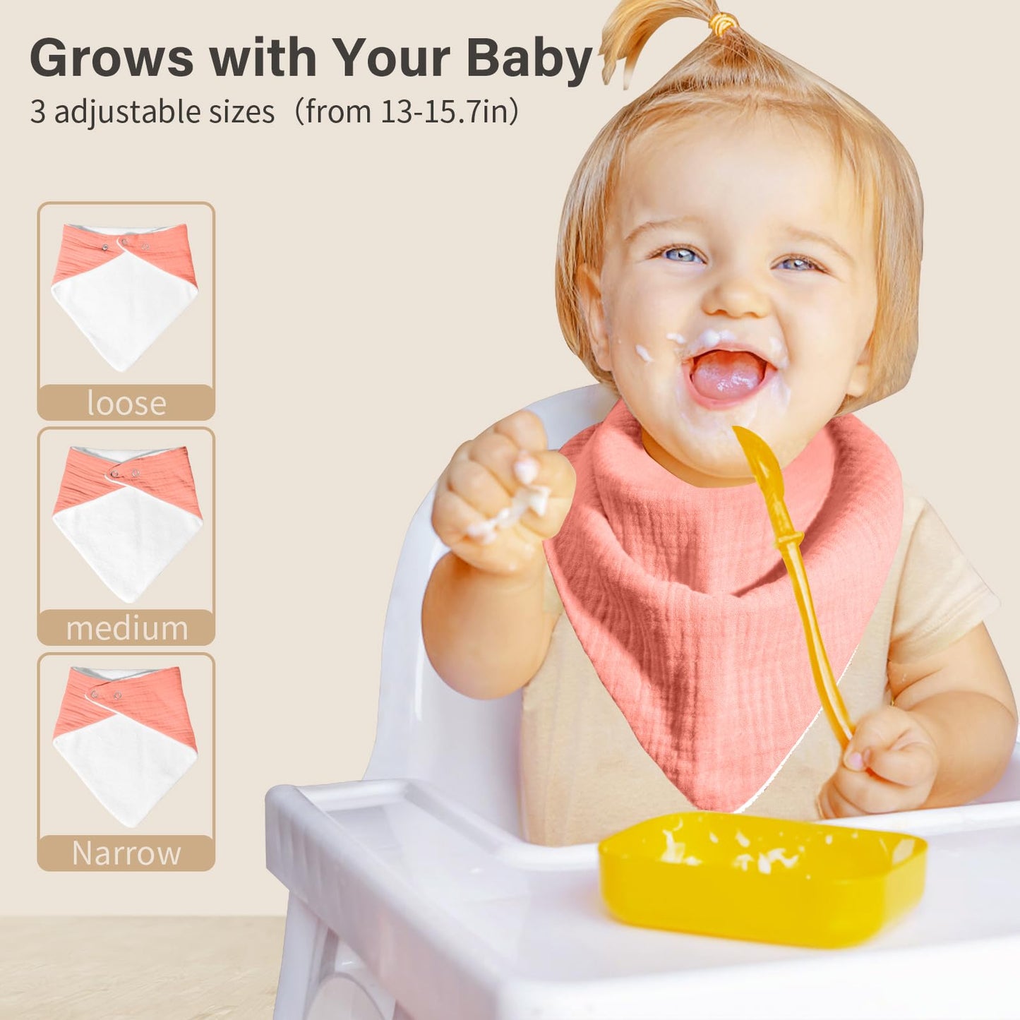 NISXABEBE Musselin-Baby-Lätzchen, 6er-Pack, Baby-Bandana-Spucktücher aus 100 % Baumwolle für Jungen und Mädchen, unifarbene Lätzchen für Spucken und Zahnen (Jungen)