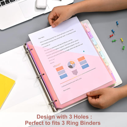 Bulk 24 Packs 8-Tab Binder Dividers with 2 Pockets, 192 Counts Binder Dividers Index for 3 Ring Binders, 8 Pastel Colors, US Letter Size (24)