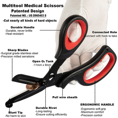 MEUUT 2 Pack Medical Scissors Trauma Shears for Left and Right Hand -Patented Bandage Scissors All Purpose with Non-Stick Blades, Surgical Grade Shears Stainless Steel EMT Scissors for Nurses EMT