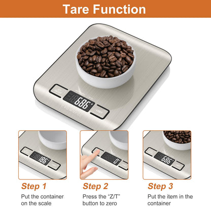 CROWNFUL Küchenwaage, 11lb/5kg Digitale Küchenwaage für Kochen und Backen, 6 Maßeinheiten mit Tara-Funktion (Batterie enthalten)