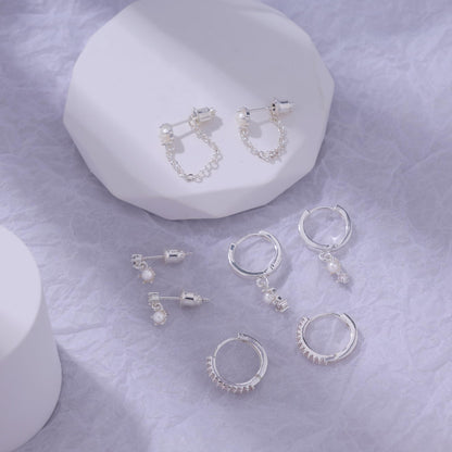 Gold Earrings For Women, Dainty Huggie Earrings Stack 14K Gold Plated Pearl Dangle Earrings for Women Trendy Cute Hypoallergenic Unique Gold Earring Stack Fashion Gold Jewelry Gifts
