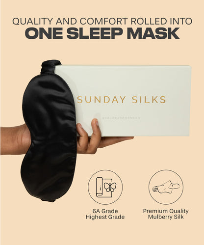 SUNDAYSILKS™ Exclusive Mulberry Silk Sleep Mask | Soft Eye Covers, Blackout Sleeping Mask for Women & Men | Silk Eye Mask for Sleep, Travel, and Relaxation | Antifaz para Dormir [Nude Champagne]