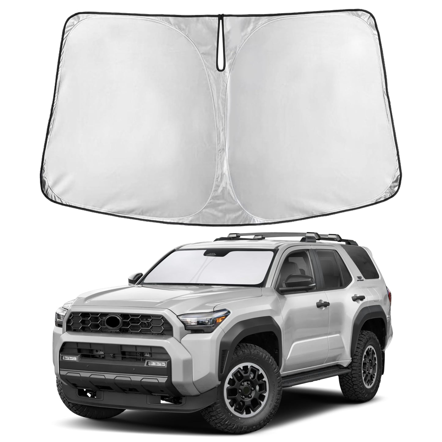 EcoNour Car Windshield Sunshade | Blocks 99% Heat & Keeps Interior Cool | Universal Fits Cars, SUVs, Trucks | Automotive Sun Screen, Visor & Car Accessories for Summer | Medium (64x32 Inches)