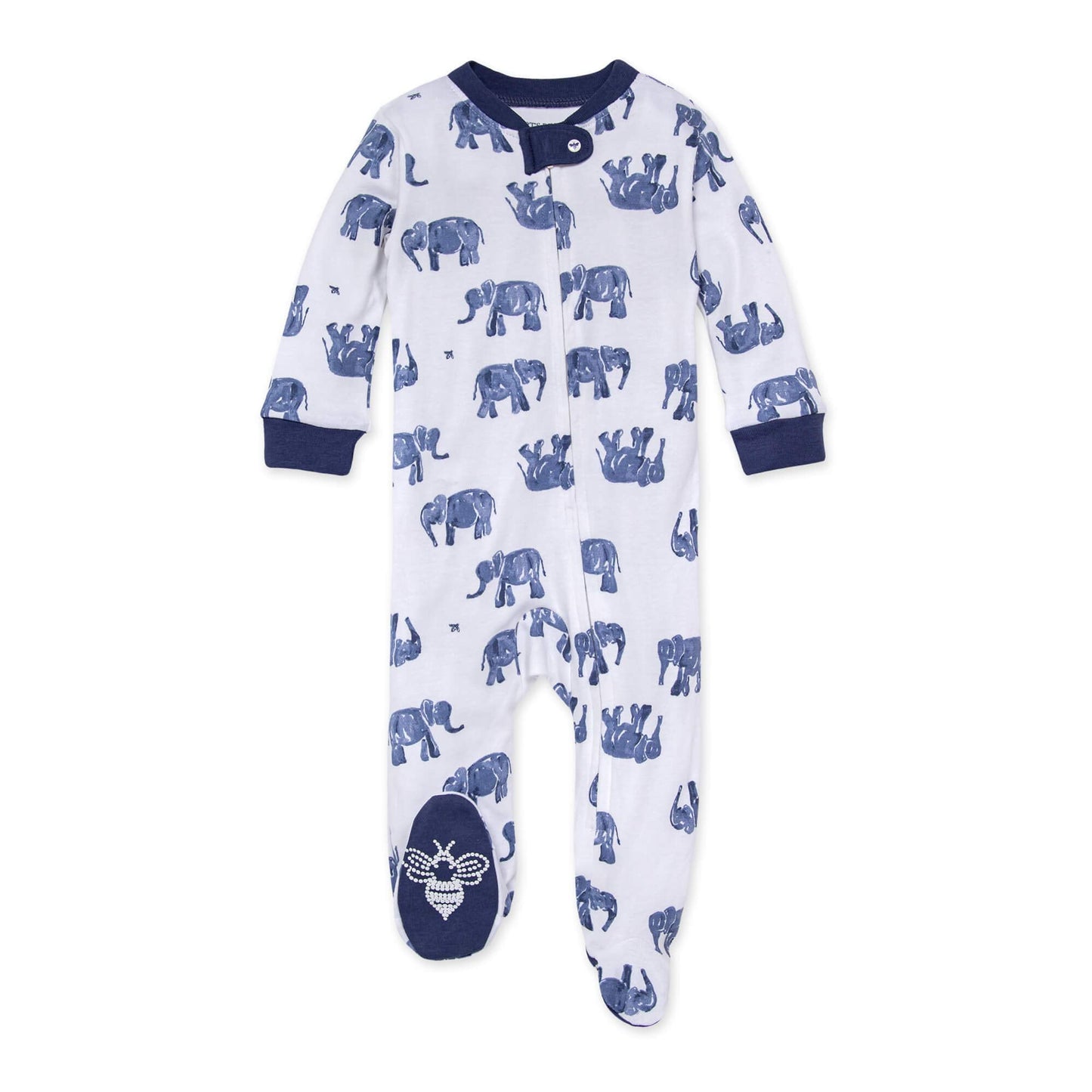 Burt's Bees Baby Boys Sleep and Play Pajamas, 100% Organic Cotton, One-piece PJs, Diagonal Zip Up Loose Fit Footie