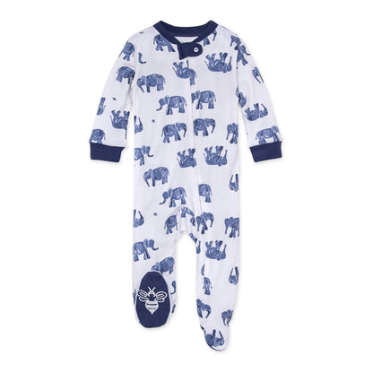 Burt's Bees Baby Boys Sleep and Play Pajamas, 100% Organic Cotton, One-piece PJs, Diagonal Zip Up Loose Fit Footie