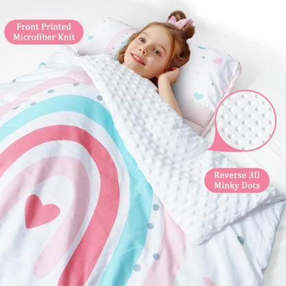 PHF Toddler Nap Mat with Removable Pillow and Minky Blanket, Rollup Design Kids Sleeping Mat, Slumber Bags for Boys, 55"x23" Toddler Sleeping Bag for Daycare Preschool Travel Camping, Space