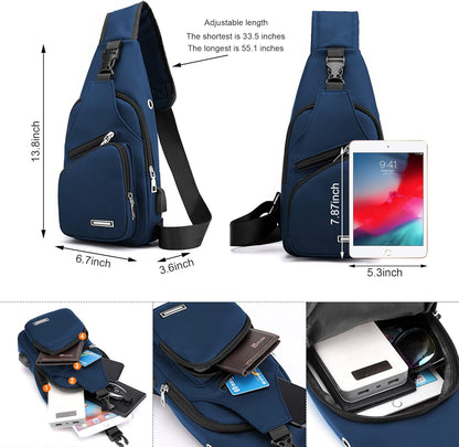 Wasserdichte Sling Bag Umhängetasche für Herren Damen Sling Rucksack Wanderrucksack Mehrzweck Cross Body Brusttasche
