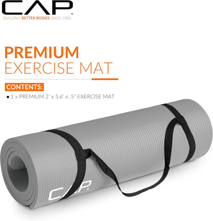 CAP Barbell Yogamatte mit hoher Dichte, 1,27 cm, mit Tragegurt | Mehrere Optionen
