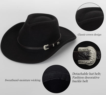 Cowboyhut für Jungen Mädchen Western Filzhut Fedora für Kinder 3-6 Jahre