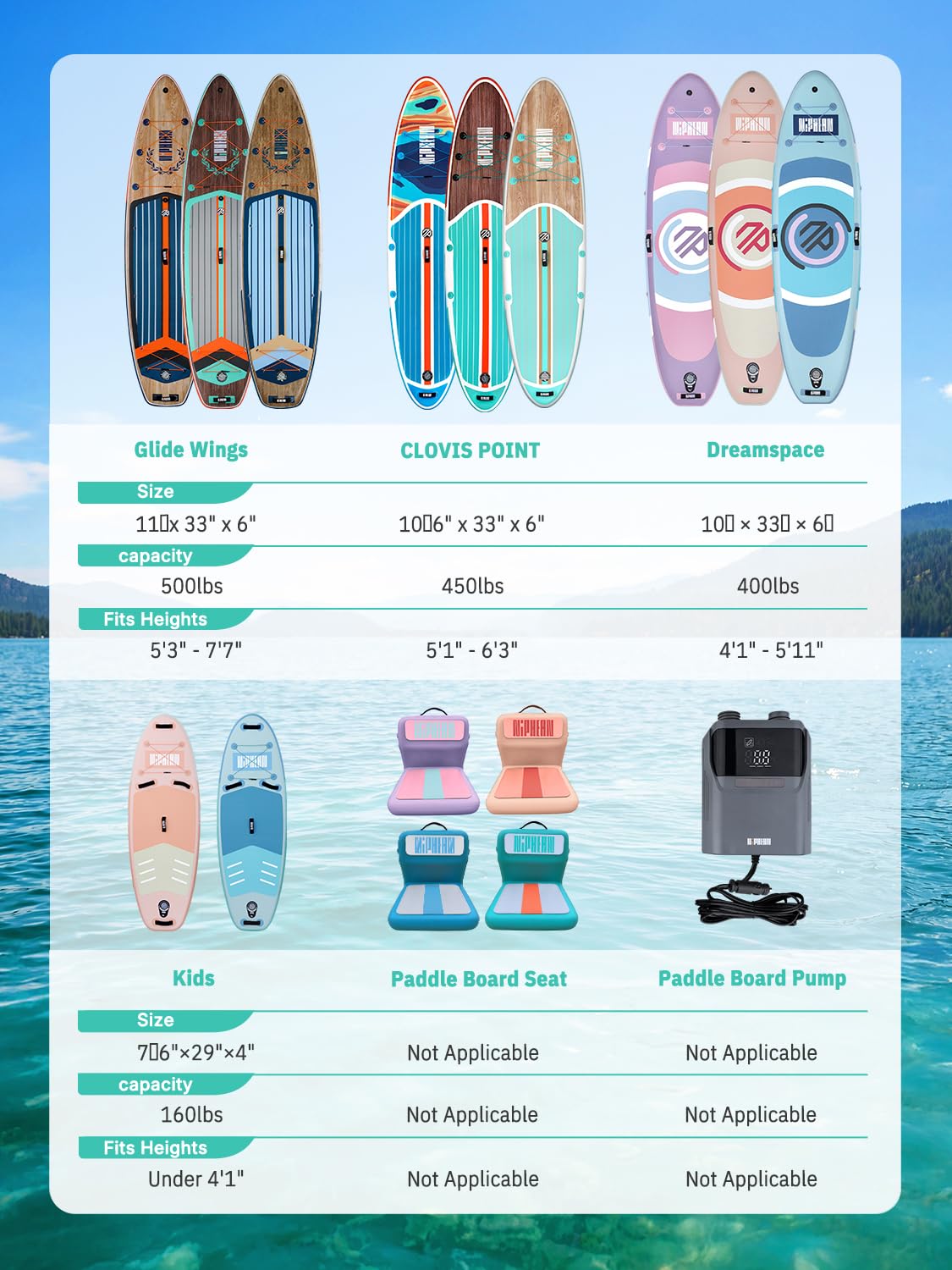 Niphean（Ultra-Light） Inflatable Paddle Board with StabilTrac Fin and Durable SUP Accessories, 10' Stand Up Paddle Boards for Adults & Youth, Versatile Yoga Paddle Board, Gift Ideas