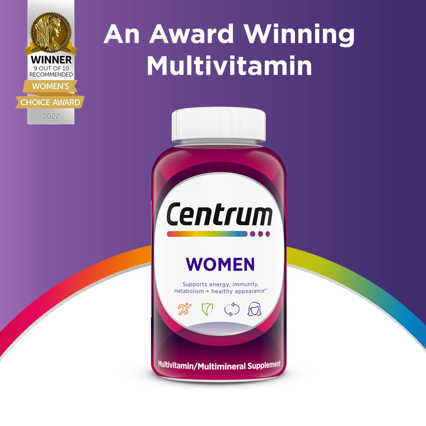 Centrum Multivitamin for Women, Multimineral Supplement with Iron, Vitamin D3, B Vitamins and Antioxidant Vitamins C and E, Gluten Free, Non-GMO Ingredients - 250 Count (Pack of 12)