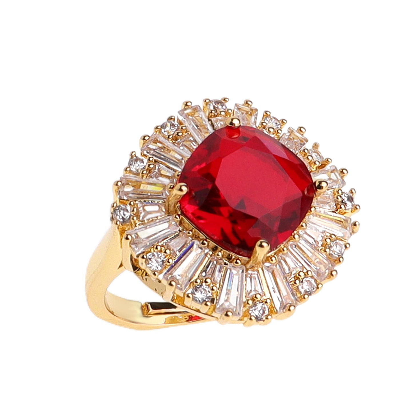 JeanBeau Gold Rhinestone Statement Adjustable Ring for Women Girls Large Crystal Cubic Zirconia Stacking Rings Prom Wedding Bridal Finger Jewelry Gift for Her
