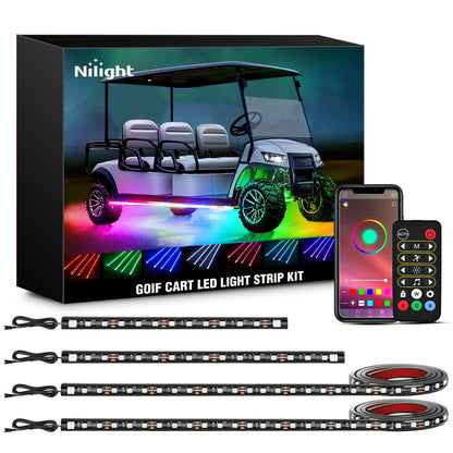 Nilight 6PCS Golf Cart Underbody Light Kit with Canopy Lights Dream Color Multi-Mode Neon Accent Lighting APP Remote Control Sound Active Music Sync IP67 Waterproof 12V-66V for EZGO Yamaha Club Car