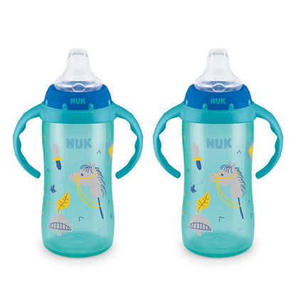 NUK First Choice Large Learner Cup 2.0, 10 oz. Sippy Cup with Handles, Spill Proof, Leak Proof Soft Straw Cup, 2-Pack