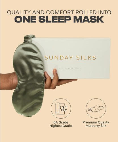 SUNDAYSILKS™ Exclusive Mulberry Silk Sleep Mask | Soft Eye Covers, Blackout Sleeping Mask for Women & Men | Silk Eye Mask for Sleep, Travel, and Relaxation | Antifaz para Dormir [Nude Champagne]