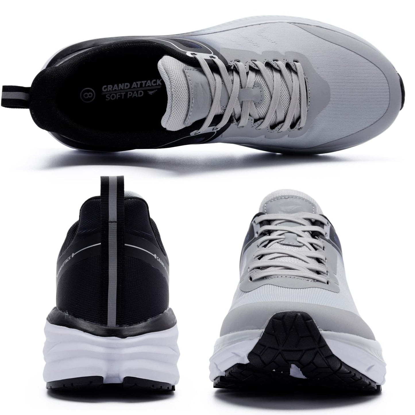 Grand Attack Men's Road Running Walking Shoes | Max Cushioned Comfort | Durable Non-Slip | Breathable Athletic Tennis Cross-Training Sneakers