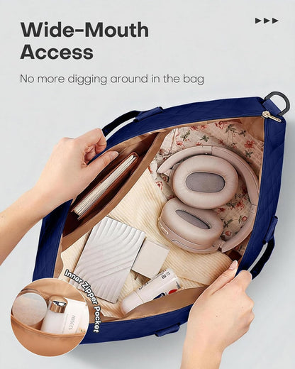 HOTOR Reisetasche - Große Weekender-Tasche für Frauen, Handgepäck mit Schuhfach, Übernachtungstasche mit Kulturtasche für Reiseutensilien und Reisezubehör, Schwarz, 34,0 x 45,0 x 20,0 cm