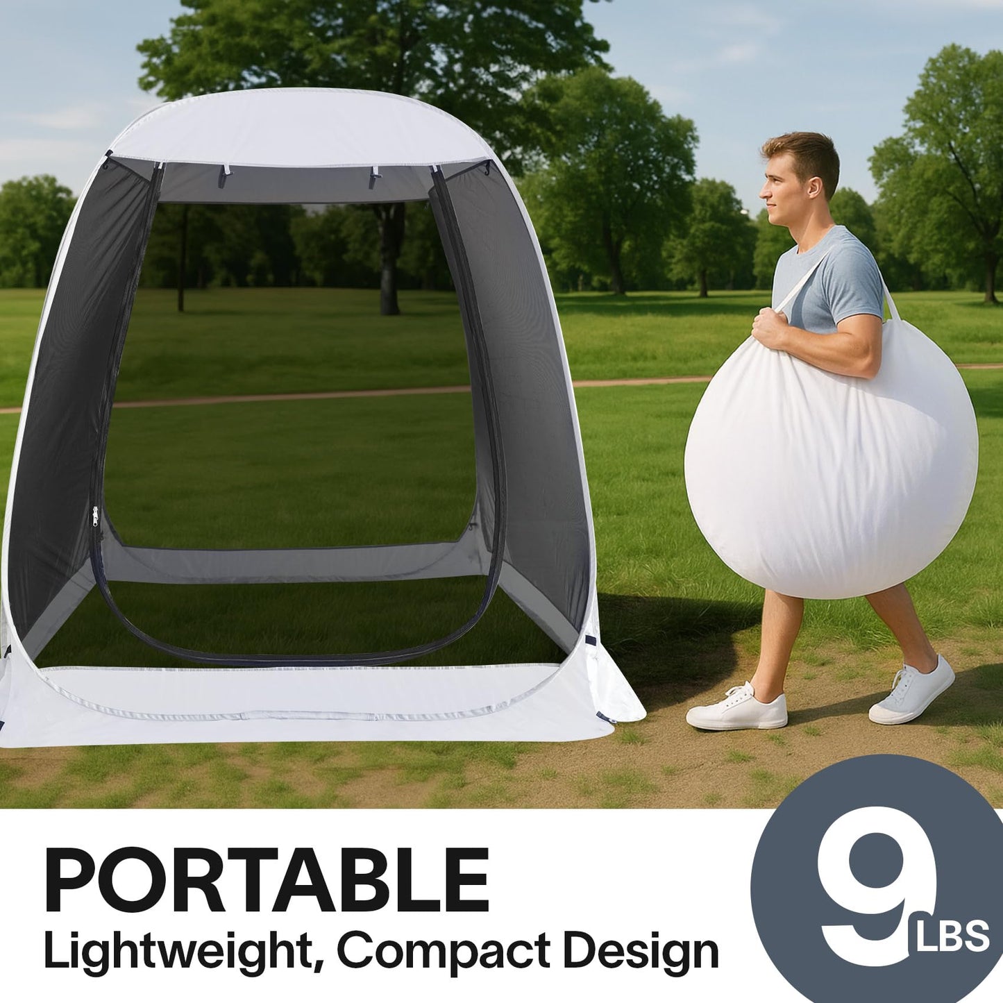 Alvantor Pop Up Screen House Tent, Instant Outdoor Gazebo with Mosquito Netting & UPF 50+ Sun Protection, Portable Canopy Shelter for Patio, Backyard, Camping (2-10 Person)