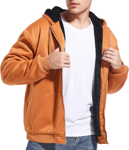 Herren-Hoodie, schweres Fleece-Futter, verdickt, warm, mit Kängurutasche für Outdoor und Freizeit