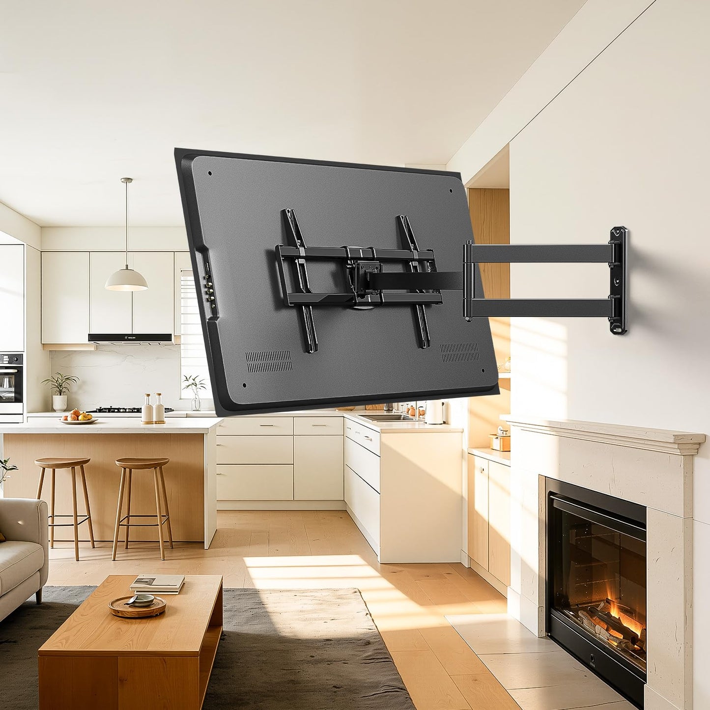 USX MOUNT Swivel TV Wall Mount for 26-60 Inch TVs up to 80 lbs, Single Articulating Arm, Full Motion TV Wall Mount Bracket with Swivel and Tilt, Max VESA 400x400mm