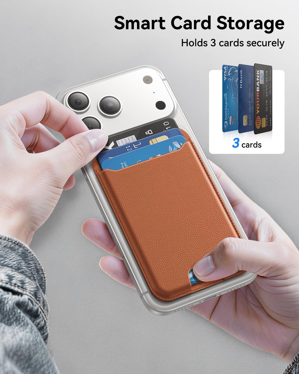 für MagSafe Wallet, 3 Kartenfächer, magnetische schlanke Handy-Geldbörse für iPhone 17/16/15/14/13/12 Pro Max Plus Air Serie, RFID-blockierendes veganes Leder, Schwarz
