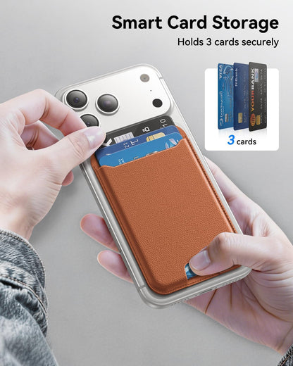 für MagSafe Wallet, 3 Kartenfächer, magnetische schlanke Handy-Geldbörse für iPhone 17/16/15/14/13/12 Pro Max Plus Air Serie, RFID-blockierendes veganes Leder, Schwarz