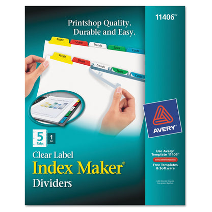 Avery 8 Tab Dividers for 3 Ring Binder, Easy Print & Apply Clear Label Strip, Index Maker Customizable Multicolor Tabs, 25 Sets (11424)