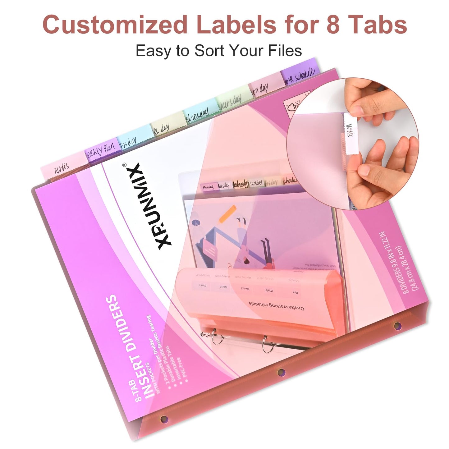 Bulk 24 Packs 8-Tab Binder Dividers with 2 Pockets, 192 Counts Binder Dividers Index for 3 Ring Binders, 8 Pastel Colors, US Letter Size (24)