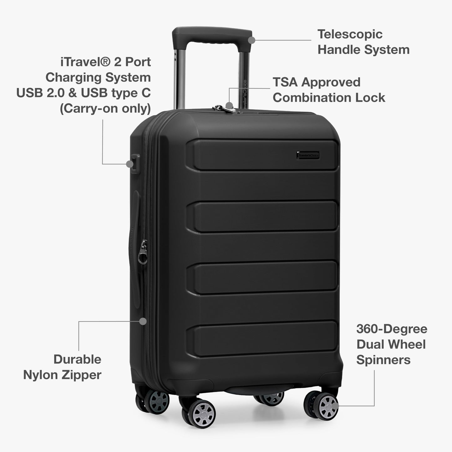 Traveler's Choice Pagosa Hardshell Expandable Luggage with Spinner Wheels, Slate Blue, 3-Piece Set (22/27/30)