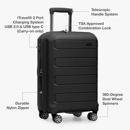 Traveler's Choice Pagosa Hardshell Expandable Luggage with Spinner Wheels, Slate Blue, 3-Piece Set (22/27/30)
