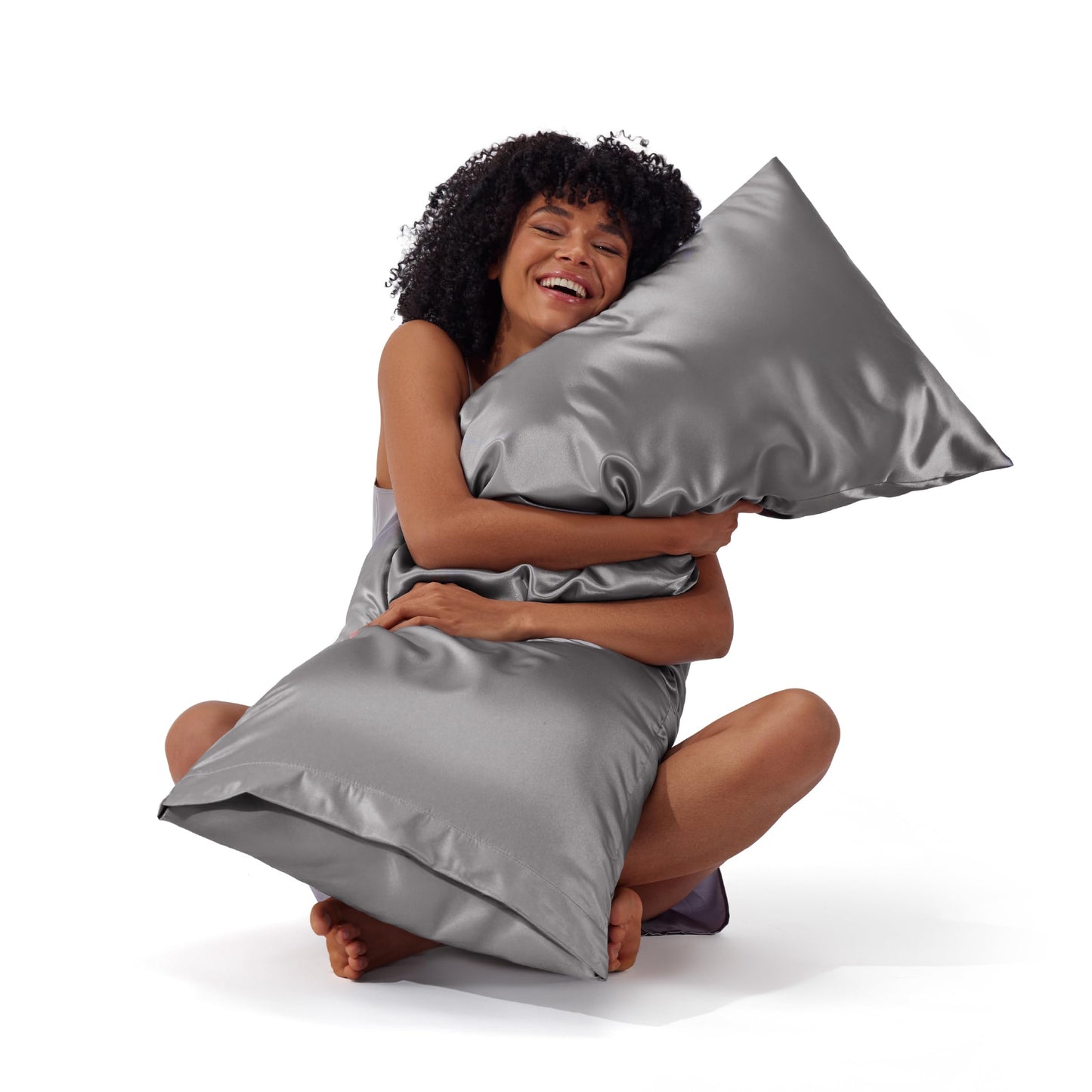 Bedsure Satin Pillow Case Queen Size 2 Pack, Similar to Silk Pillow Cases, Silky Pillowcase Covers for Hair and Skin with Envelope Closure, Gifts for Women Men, Grey, 20x30 Inches