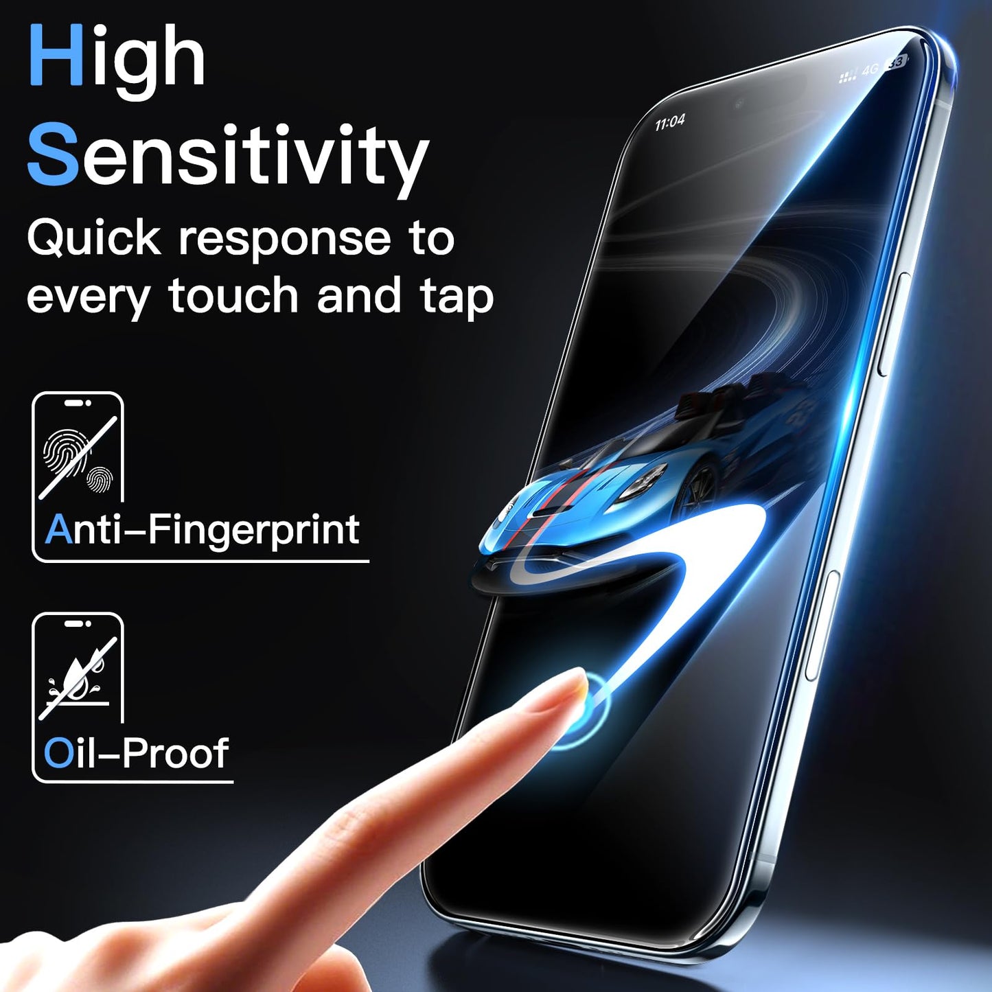 JETech Displayschutzfolie für iPhone 16 6,1 Zoll, gehärtetes Glas mit einfachem Installationstool, Case-Friendly, HD Klar, 3 Stück