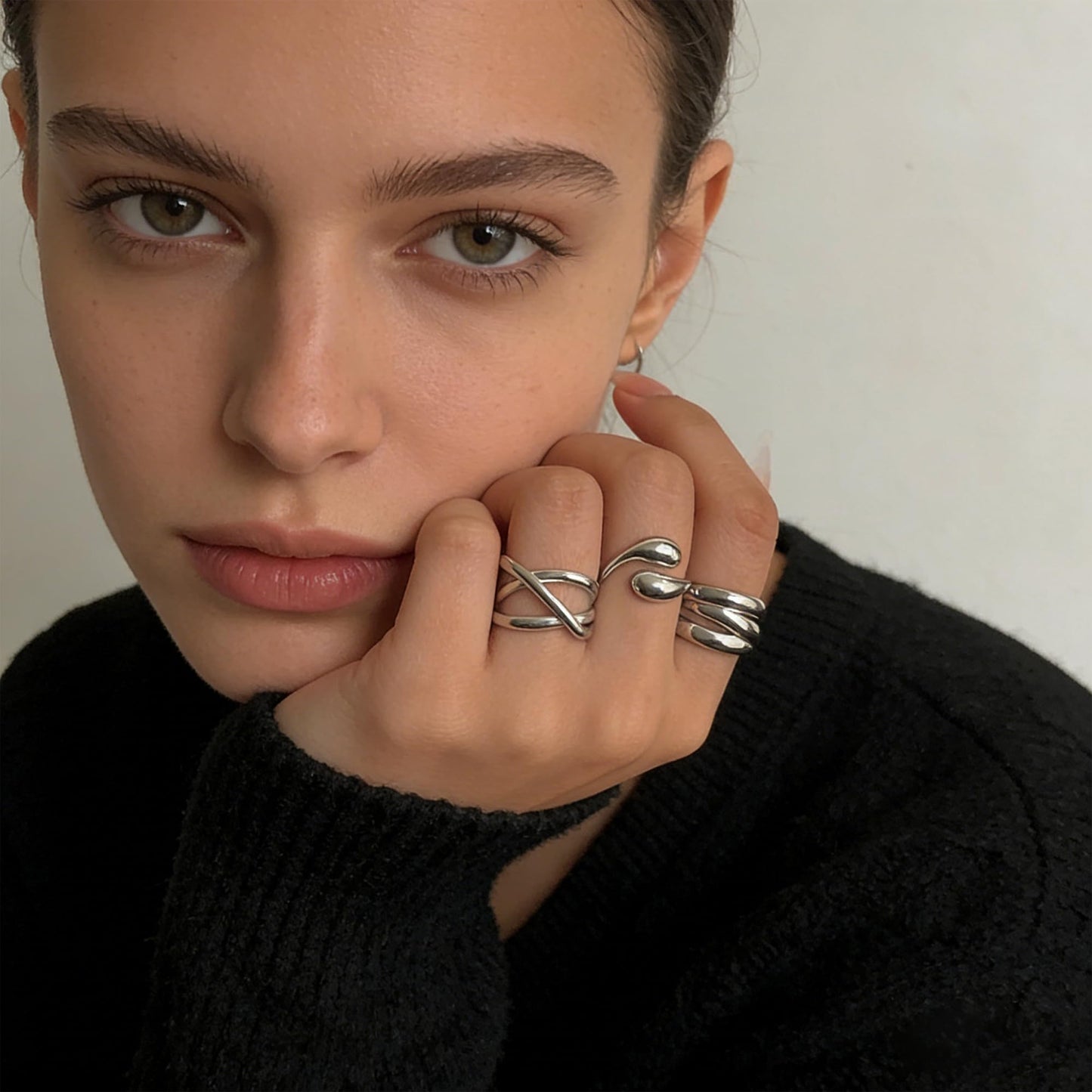 YEEZII Chunky Gold Rings for Women Non Tarnish, 18K Gold Plated Stackable Thumb Ring, Statement Women Rings Set