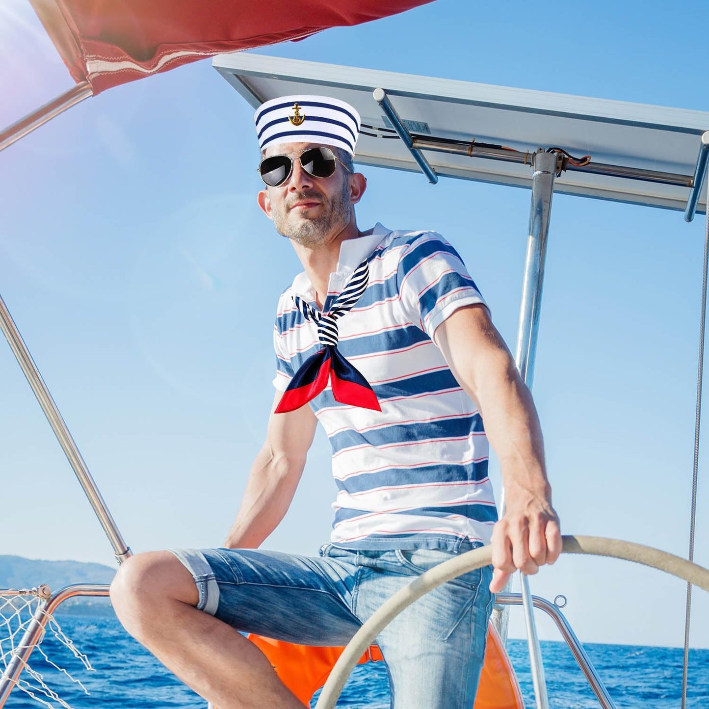 Yacht Kapitänshut, Matrosenhut, Schiff Boot Mütze, Kapitäns Kostümzubehör für Damen Herren Verkleidung Halloween