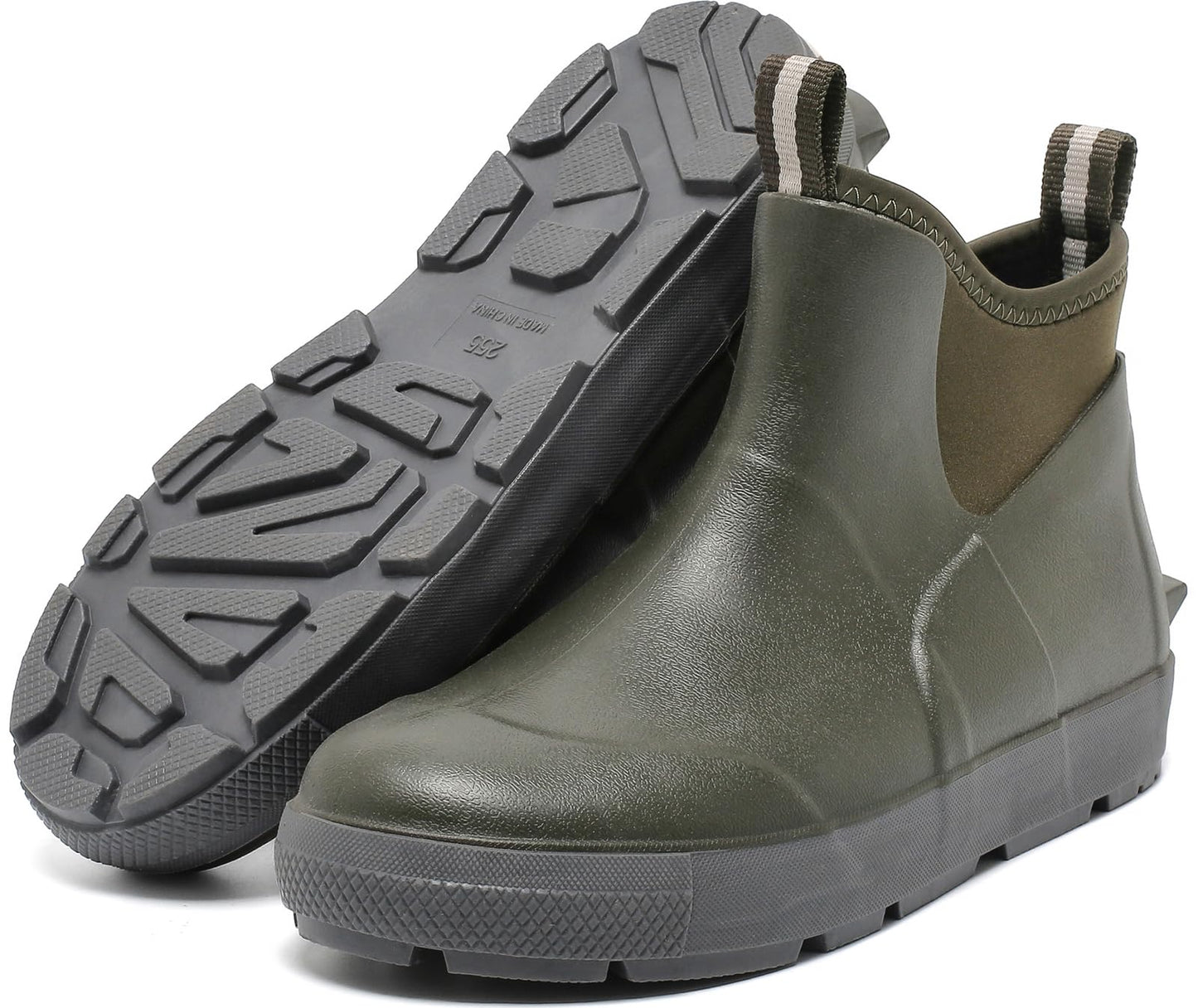 Men's Deck Boots, Waterproof Ankle Rain Boots with Anti-Slip Traction, Rubber Garden & Fishing Boots for Boating, Camping, Farming & Outdoor Work