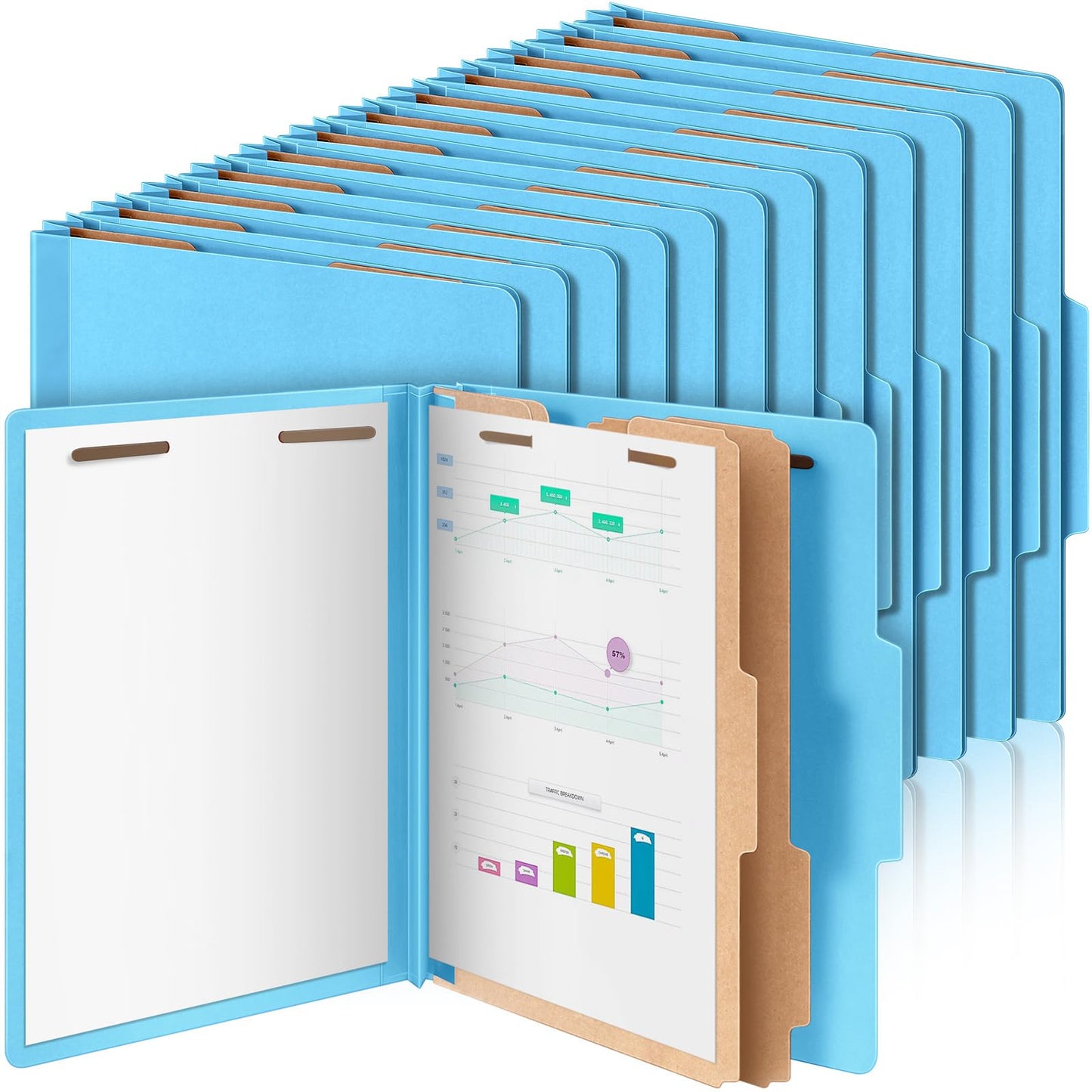Skyygemm 24 Pcs Classification Folders Letter Size Bulk - 2 Dividers Pressboard File Folder with 3. 5 Inch Expansion, 2 Prongs Fastener, Heavy Duty Office File Organizer for Teacher Medical (Yellow)