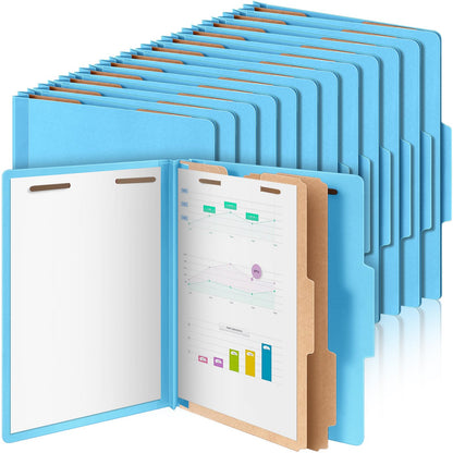 Skyygemm 24 Pcs Classification Folders Letter Size Bulk - 2 Dividers Pressboard File Folder with 3. 5 Inch Expansion, 2 Prongs Fastener, Heavy Duty Office File Organizer for Teacher Medical (Yellow)