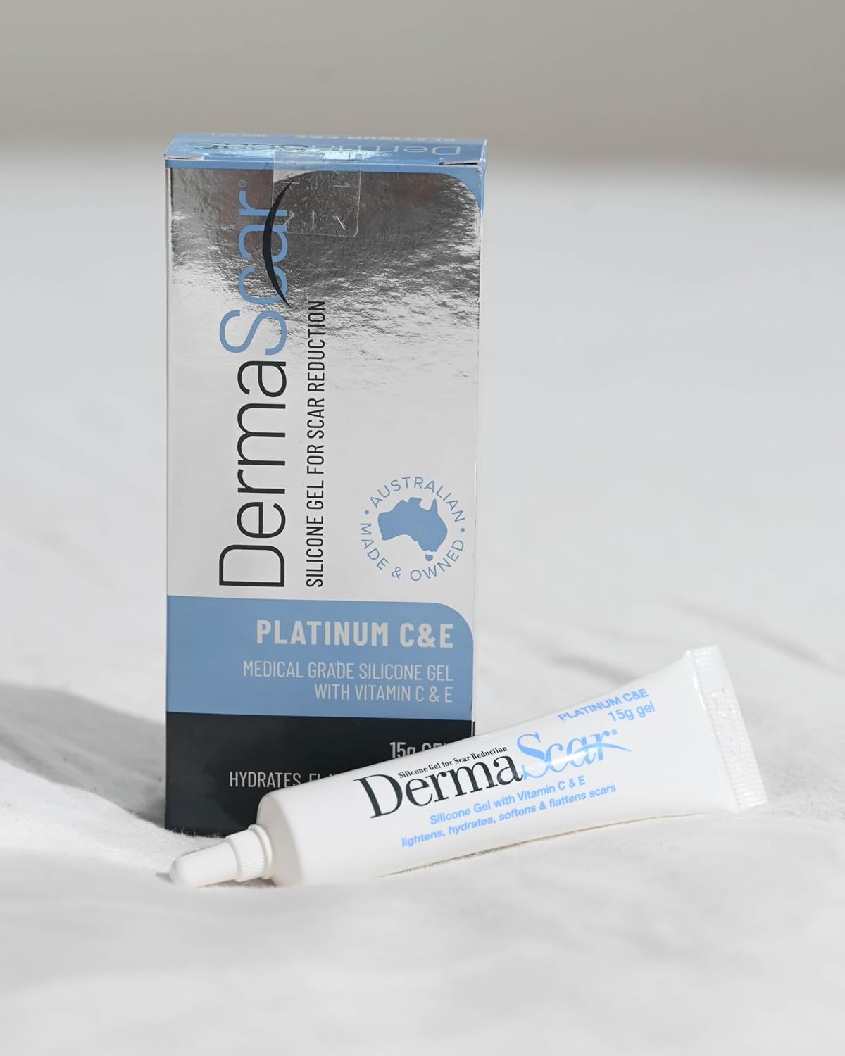 Classic Gel Platinum C & E - 15 grams. Medical Grade Silicone Gel for Scar Reduction - With Added Antioxidants Vitamin C (1%) & Vitamin E (10%) - Acne, Scar Treatment Cream - Tube Packaging