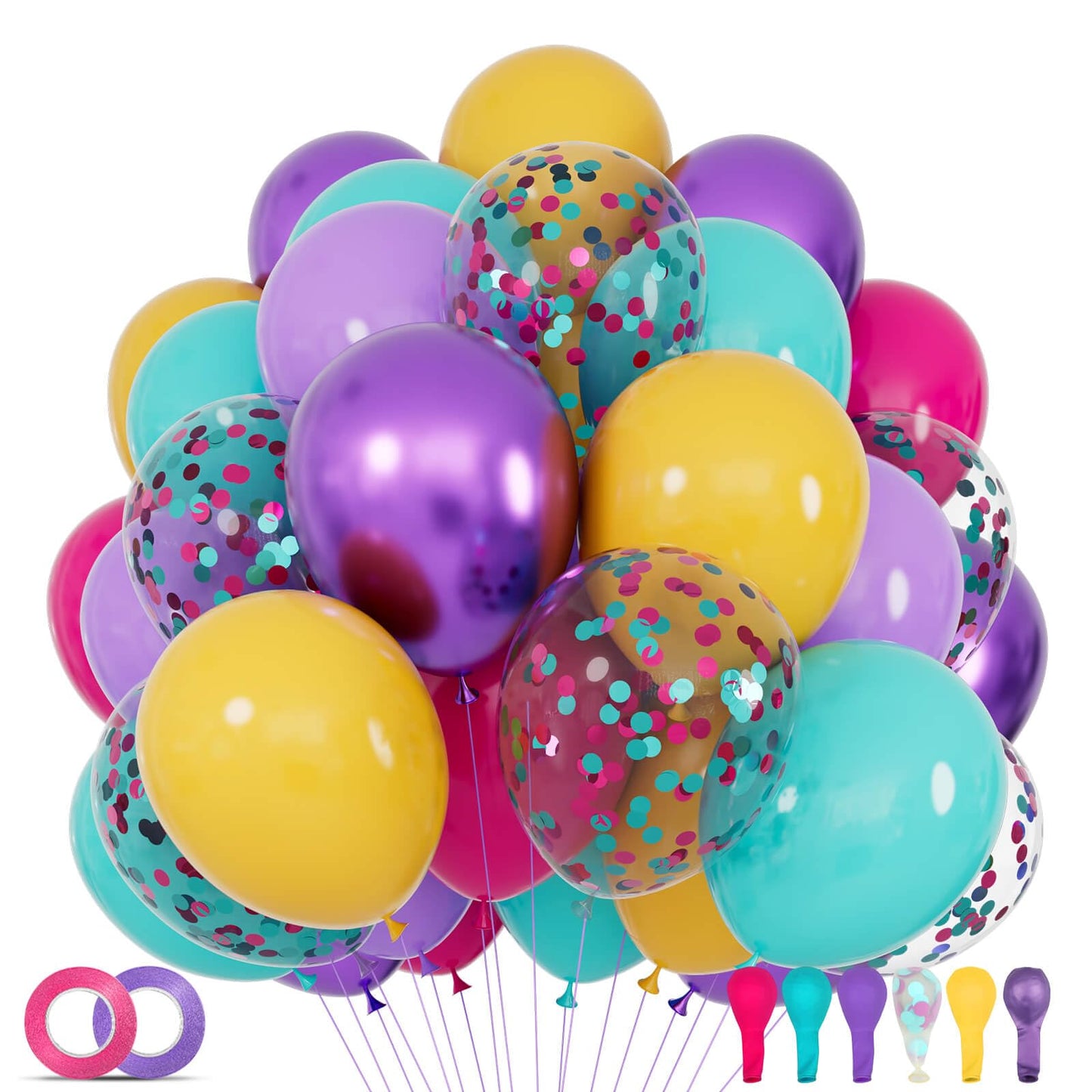 68Pcs Pink and Purple Balloons 12 Inch Metallic Purple Pink Latex Balloon Confetti ballons with Ribbons Party Balloons for Wedding Girls Birthday Baby Shower Decorations.