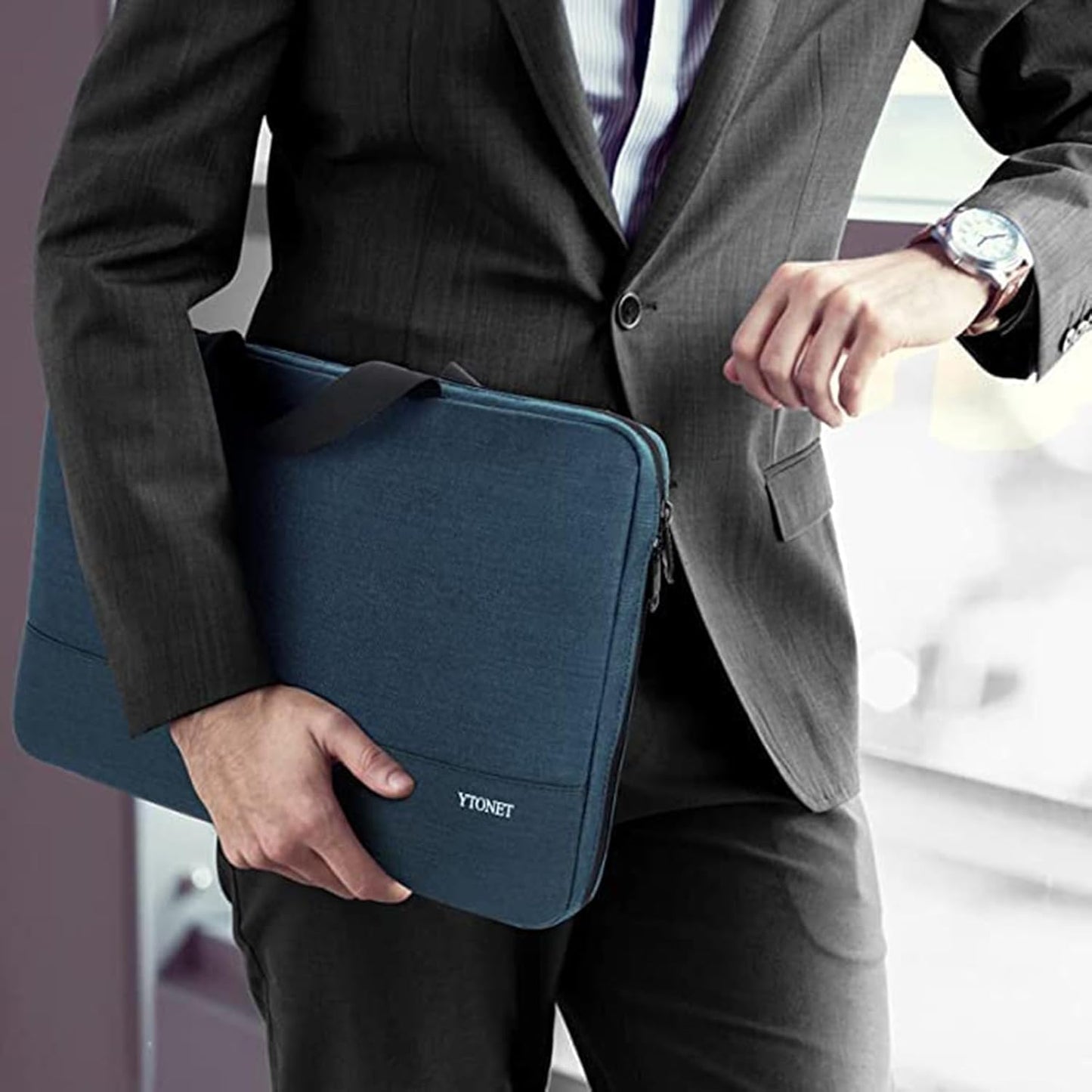 Funda para portátil Ytonet, bolsa para portátil TSA de 15.6 pulgadas, funda para portátil resistente al agua, bolsa de transporte para ordenador compatible con portátiles Lenovo, HP, Dell, Asus, regalos para hombres y mujeres, gris