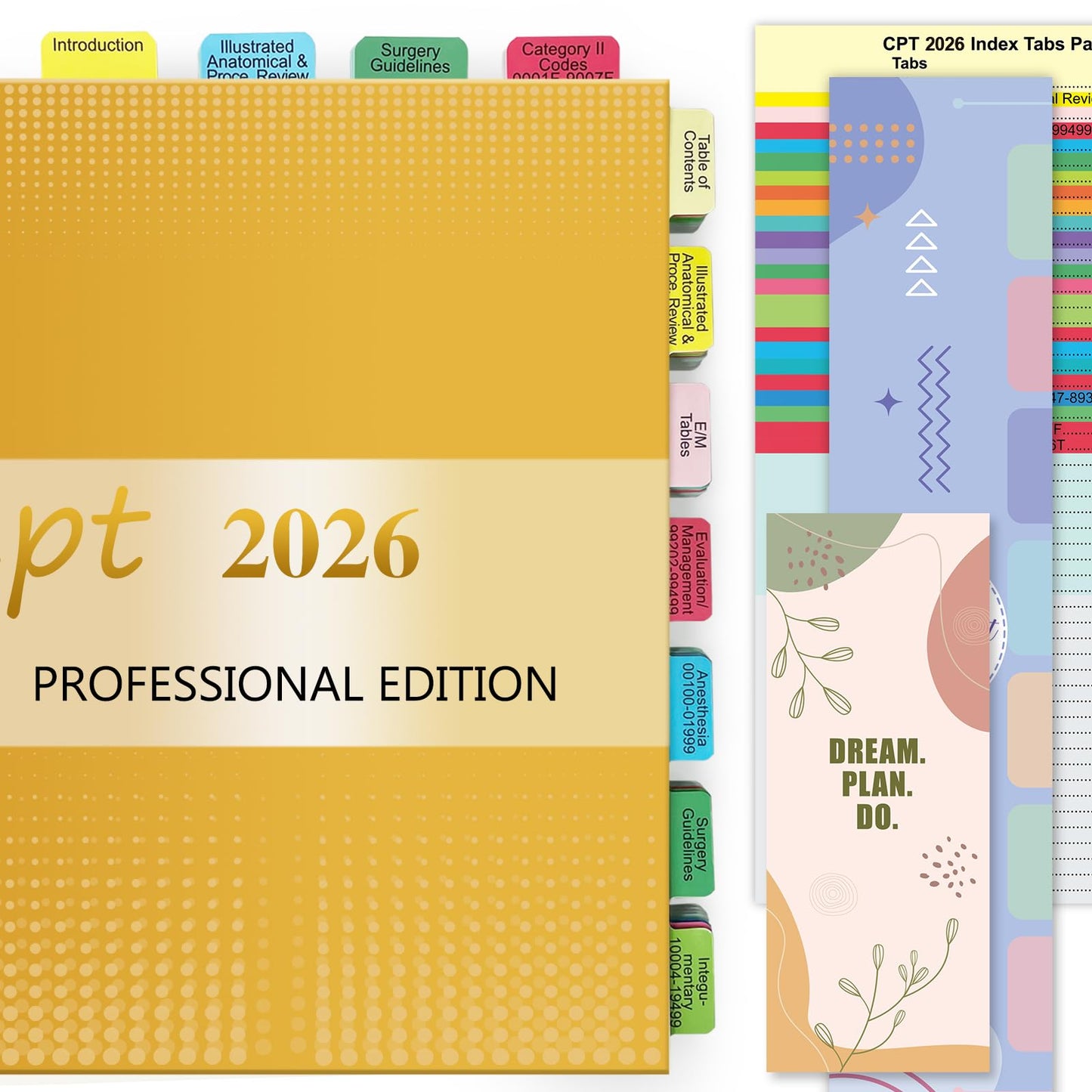 Index Tabs for CPT, AAPC Version ICD-10-CM, HCPCS Level II & ICD-10-PCS 2026, 4 Set Bundles Set (Book not Included), Color-Coded with Code Ranges, Laminated & Waterproof & Repositionable