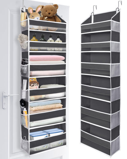 ULG Over The Door Organizer with 6 Large Pockets 12 Side Pockets, 50lbs Weight Capacity Door Hanging Organizer for Bedroom, Bathroom, Pantry, Nursery Storage, Beige