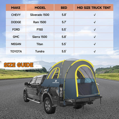 Truck Bed Tent 5.5-6ft: Easy Set Up Umburato Pickup Truck Tents for Camping, Waterproof PU3000mm Canopy for Truck Camper, Portable, Spacious for 2 Person Green