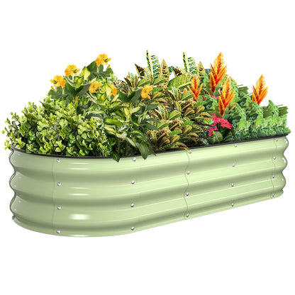 Kesfitt Raised Garden Bed, 5x2x1 FT Galvanized Steel Metal Raised Garden Bed, Oval Open-Bottom Design, 12-Inch Deep for Outdoor Vegetable & Herb Gardening, Fruit Green