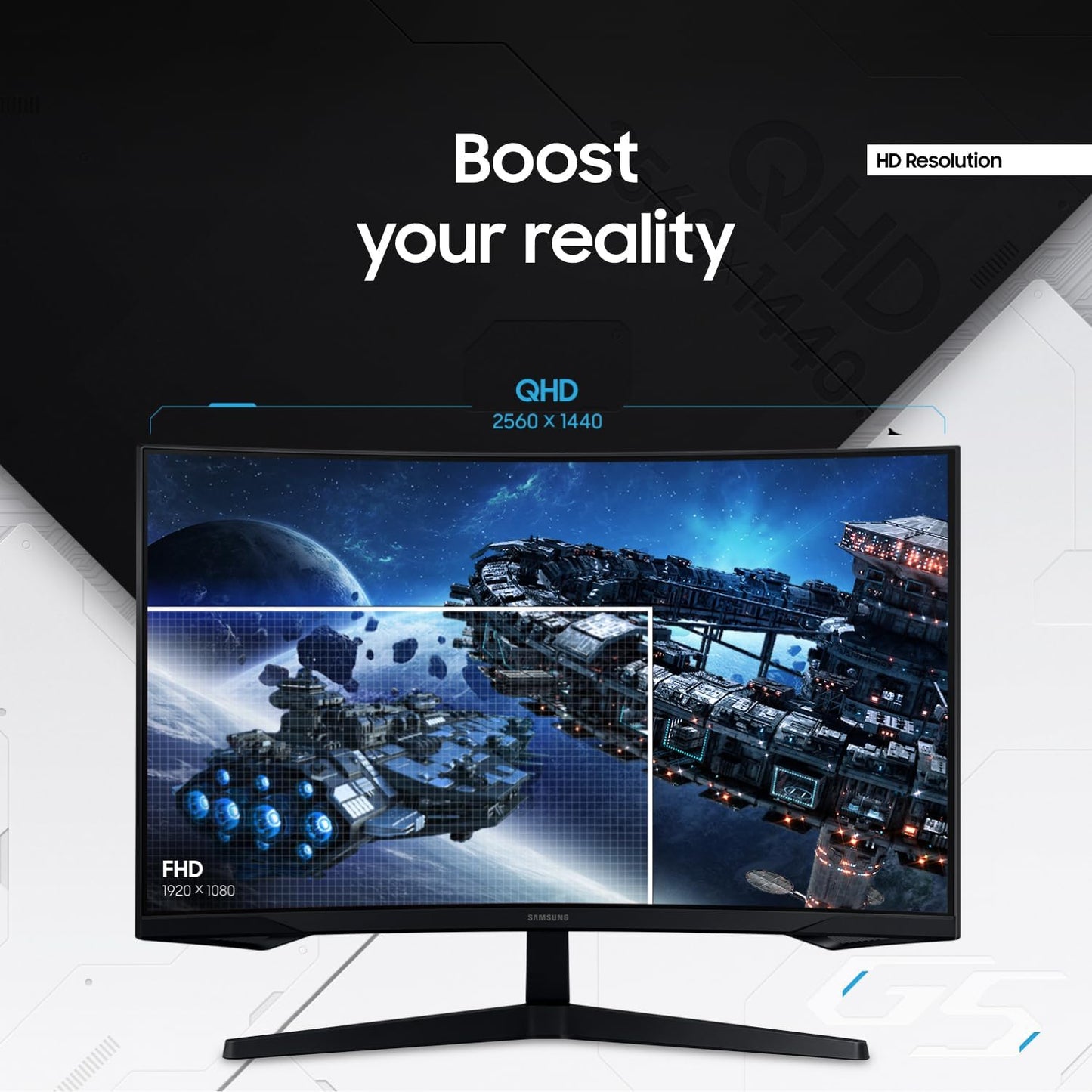 Samsung Odyssey 32 inch Curved Gaming Monitor (2,560 x 1,440) G55C QHD 165 Hz 1 ms, HDR10, FreeSync, Eye Saver Mode, 1000R Curvature- LS32CG550ENXZA