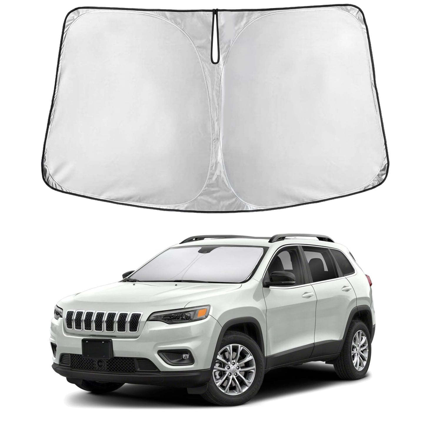 EcoNour Car Windshield Sunshade | Blocks 99% Heat & Keeps Interior Cool | Universal Fits Cars, SUVs, Trucks | Automotive Sun Screen, Visor & Car Accessories for Summer | Medium (64x32 Inches)