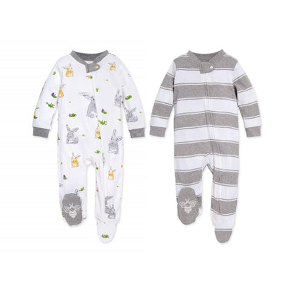 Burt's Bees Baby Boys Sleep and Play Pajamas, 100% Organic Cotton, One-piece PJs, Diagonal Zip Up Loose Fit Footie