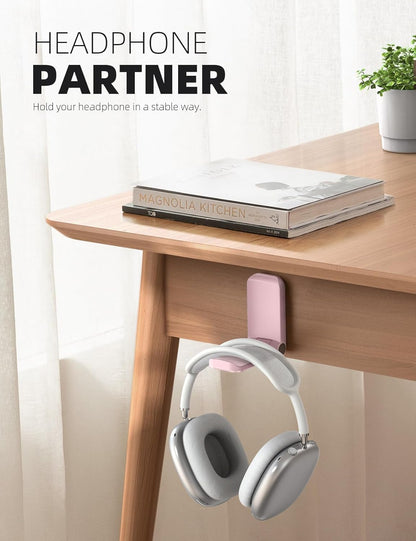 Lamicall Kopfhörer Ständer, klebriger Kopfhörer-Aufhänger – selbstklebende Kopfhörerhalterung, Kopfhörerständer-Halterung zum Anklipsen unter dem Schreibtisch, Kopfhörerklemme für Airpods Max, Sony,, Sennheiser, Schwarz, Geschenk für Mama