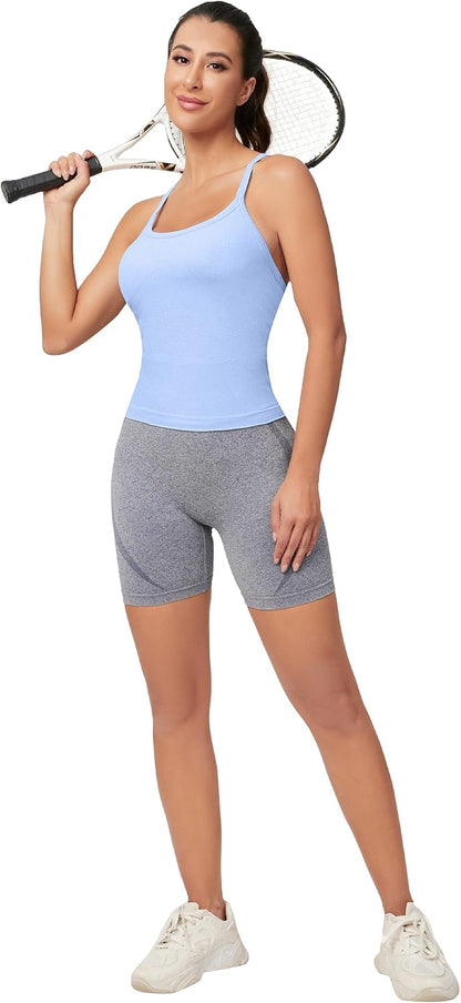 MathCat Workout Tank Tops für Damen mit integriertem BH, ärmellose Gym Tops Nahtlose Racerback Athletic Yoga Shirts