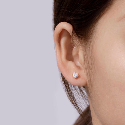 Amazon Essentials Yellow Gold Plated, Platinum or Rose Gold Plated Sterling Silver Infinite Elements Cubic Zirconia Stud Earrings | White, Blue, Green, or Pink Cubic Zirconia